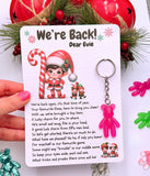Personalised Elf Arrival Keyring Bear