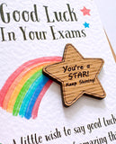 Good Luck Exam Pocket Wooden Star