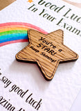 Good Luck Exam Pocket Wooden Star