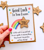 Good Luck Exam Pocket Wooden Star