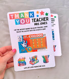 Personalised Teacher Scratch Card Holder