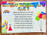 Childrens Birthday Treasure Scavenger Hunt Clue Cards