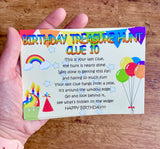 Childrens Birthday Treasure Scavenger Hunt Clue Cards