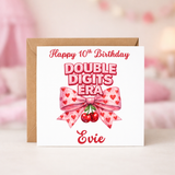 Double Digits 10th Birthday Pink & Red Bow Theme PERSONALISED