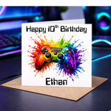Boys Gaming Happy Birthday Card - PERSONALISED ANY AGE & NAME