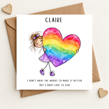 Thinking of you Support Card - Rainbow Heart Design