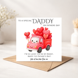1st Fathers Day Personalised Card - Truck Heart Design
