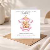 First Birthday as my Daddy - From Daughter - Pink Baby Grow Design