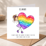 Thinking of you Support Card - Rainbow Heart Design