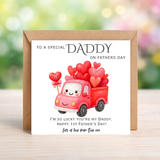 1st Fathers Day Personalised Card - Truck Heart Design
