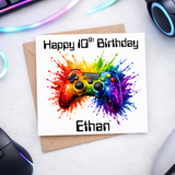 Boys Gaming Happy Birthday Card - PERSONALISED ANY AGE & NAME