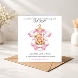 First Birthday as my Daddy - From Daughter - Pink Baby Grow Design