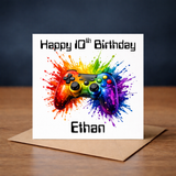 Boys Gaming Happy Birthday Card - PERSONALISED ANY AGE & NAME