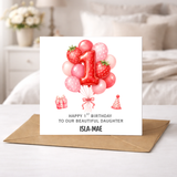 Personalised Daughter 1st Birthday Strawberry Theme Card