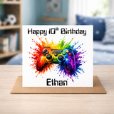 Boys Gaming Happy Birthday Card - PERSONALISED ANY AGE & NAME
