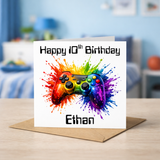 Boys Gaming Happy Birthday Card - PERSONALISED ANY AGE & NAME