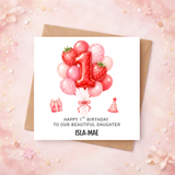 Personalised Daughter 1st Birthday Strawberry Theme Card