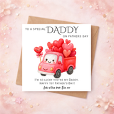 1st Fathers Day Personalised Card - Truck Heart Design