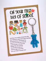 First 1st Day Of School Worry Bear Keyring