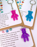 Back To School Worry Bear Keyrings, Courage, Anxiety, Good Luck Keepsake Gift