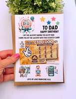 Personalised Dad Happy Birthday Scratch Card Holder