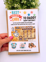 Personalised Dad Happy Birthday Scratch Card Holder