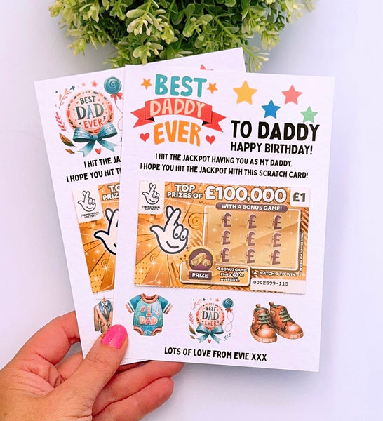 Personalised Dad Happy Birthday Scratch Card Holder