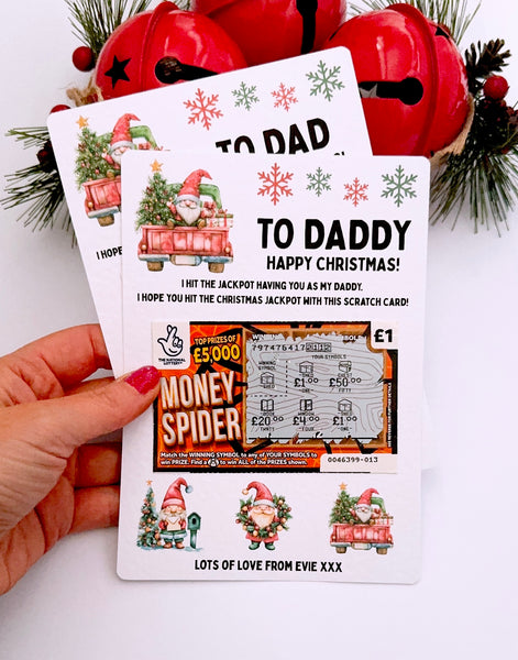 Personalised Dad Daddy Grandad Christmas Scratch Card Holder