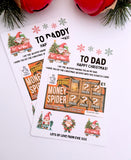 Personalised Dad Daddy Grandad Christmas Scratch Card Holder