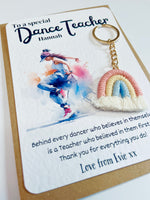 Personalised Thank You Dance Teacher Rainbow Keyring Card