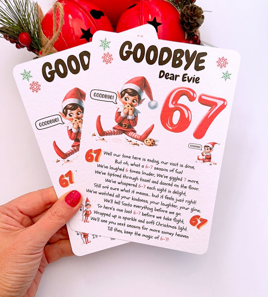Elf Goodbye Farewell Letter 6 7 Six Seven
