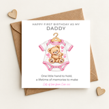 First Birthday as my Daddy - From Daughter - Pink Baby Grow Design