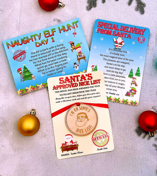 Elf Cards, Santa Badge, Nice List Medal