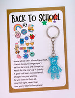 Back To School Worry Bear Keyrings, Courage, Anxiety, Good Luck Keepsake Gift