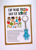 First 1st Day Of School Worry Bear Keyring