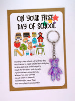 First 1st Day Of School Worry Bear Keyring