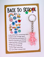 Back To School Worry Bear Keyrings, Courage, Anxiety, Good Luck Keepsake Gift