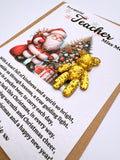 Personalised Christmas Teacher Lucky Gold Bear