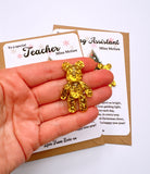 Personalised Christmas Teacher Lucky Gold Bear