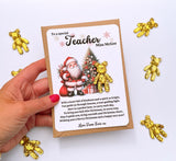 Personalised Christmas Teacher Lucky Gold Bear