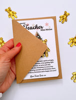 Personalised Christmas Teacher Lucky Gold Bear