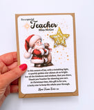 Personalised Christmas Teacher Resin Gold Star