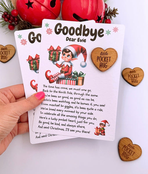 Elf Goodbye Wooden Pocket Heart