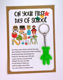 First 1st Day Of School Worry Bear Keyring