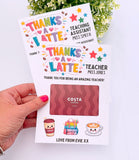 Teacher Thanks a Latte Coffee Voucher Holder