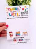 Teacher Thanks a Latte Coffee Voucher Holder