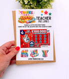Teacher Thanks a Lotto Lottery Scratch Card Holder