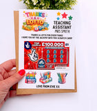 Teacher Thanks a Lotto Lottery Scratch Card Holder