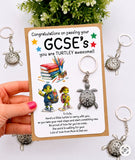GCSE's Congratulations Turtle Keyring Card