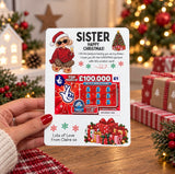 Sister Christmas Lottery Scratch Card Holder - Fun Design
